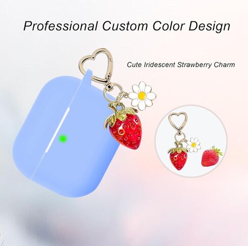 for Airpods Pro 2nd Generation Case Cover with Cute Strawberry Charm Keychain,Airpod Pro 2 Case Kawaii Heart Flower Daisy Key Chains for Apple Airpods Pro Gen 2 Charging Case Cover Sky Blue in Saudi Arabia
