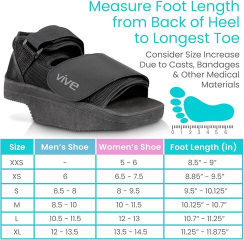 Vive Wedge Post-Op Shoe - Offloading Boot for Heel or Ankle Pain - Medical Foot Recovery for Bone or Soft Tissue Surgery, Fracture, Plantar Fasciitis, Ulcerations, Feet (Men's 7-9, Women's 8.5-10) in Saudi Arabia