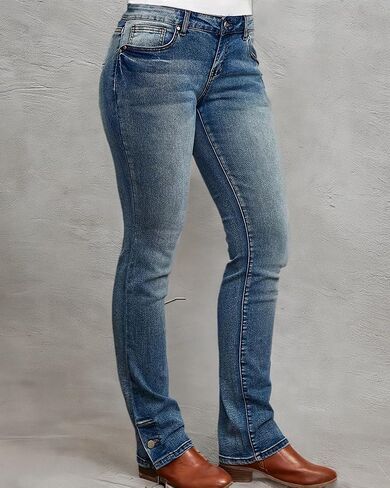Women's 90s Vintage Stretch Bootcut Jeans Low Rise Button Hem Flare Straight Leg Denim Pants in Kuwait