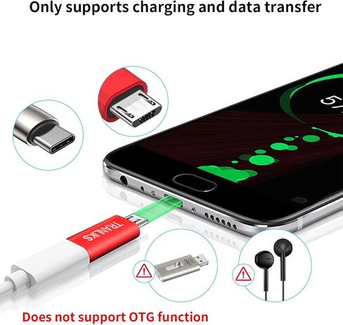 محول USB C إلى Micro USB، 5 حزم محول Micro USB ذكر إلى USB نوع C أنثى محول موصل يدعم الشحن ومزامنة البيانات متوافق مع أجهزة Micro USB (أحمر) in Saudi Arabia