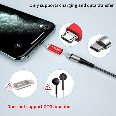 محول USB C إلى Micro USB، 5 حزم محول Micro USB ذكر إلى USB نوع C أنثى محول موصل يدعم الشحن ومزامنة البيانات متوافق مع أجهزة Micro USB (أحمر) in Saudi Arabia