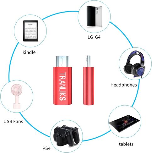 محول USB C إلى Micro USB، 5 حزم محول Micro USB ذكر إلى USB نوع C أنثى محول موصل يدعم الشحن ومزامنة البيانات متوافق مع أجهزة Micro USB (أحمر) in Saudi Arabia