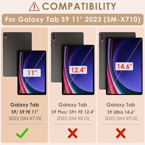 DETUOSI Compatible with Samsung Galaxy Tab S9 FE Case 10.9" with Shoulder Strap & 360°Rotatable Stand, Heavy Duty Shockproof Protective Case for Galaxy Tab S9 FE 5G 10.9"/ S9 11", Black in Saudi Arabia