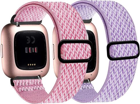 Attbbon Stretchy Band Compatible with Fit bit Versa/Fit bit Versa Lite/Fit bit Versa 2 Bands Women/Men, Breathable Adjustable Elastic Nylon Sport Wristbands for Versa 2 Watch in Saudi Arabia