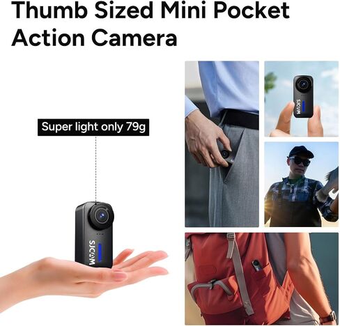 SJCAM Pocket Cam, 4K Small Action Camera, with Magnetic Lanyard, Stabilization, Waterproof, Mini Body Camera,170° FOV, Built-in Speaker&Mic, with Helmet Mount Kits, Black in Saudi Arabia