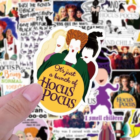 102 قطعة من ملصقات الهالوين الساحرة القديمة Hag Hocus Pocus لزجاجة المياه وكوب الكمبيوتر المحمول والجيتار والدراجة النارية والدراجة النارية وصندوق الأمتعة من الفينيل ورق جرافيتي مقاوم للماء XQX in Saudi Arabia