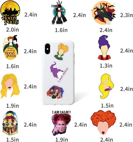 102 قطعة من ملصقات الهالوين الساحرة القديمة Hag Hocus Pocus لزجاجة المياه وكوب الكمبيوتر المحمول والجيتار والدراجة النارية والدراجة النارية وصندوق الأمتعة من الفينيل ورق جرافيتي مقاوم للماء XQX in Saudi Arabia