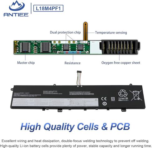 استبدال بطارية الكمبيوتر المحمول L18M4PF1 L18D4PF1 لجهاز Lenovo Yoga 9-15IMH5 82DE، Yoga C940-15IRH 81TE، IdeaPad S740-15IRH Series 5B10T83738 5B10U65276 5B10U65277 5B10W67244 15.36V 69Wh 4500 مللي أمبير (خط طويل) in Kuwait