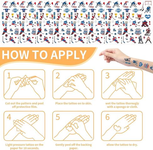Ice Hockey Party Temporary Tattoos - 8 Sheets Sports Themed Birthday Party Favors, Hockey Party Supplies Decorations, Treat Bag Stuffers for Kids Boys Men, Classroom School Prize in Kuwait