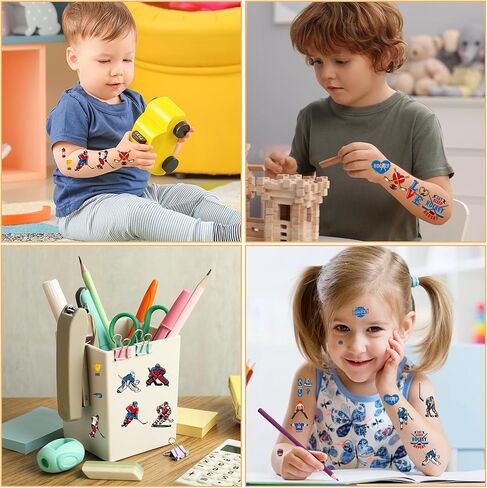 Ice Hockey Party Temporary Tattoos - 8 Sheets Sports Themed Birthday Party Favors, Hockey Party Supplies Decorations, Treat Bag Stuffers for Kids Boys Men, Classroom School Prize in Kuwait