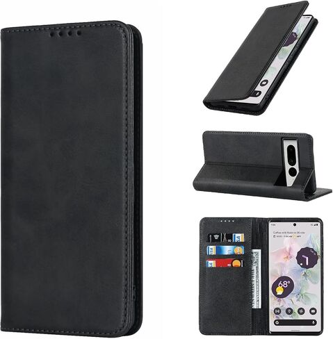 Jaorty Fit for Google Pixel 7 Pro حافظة هاتف مع حامل بطاقة 6.7 بوصة 5G 2022، حافظة Pixel 7 Pro للنساء والرجال مع حزام، وحافظات طويلة حول الجسم مع فتحات لبطاقة الائتمان مع حافظة حامل، أسود in Kuwait