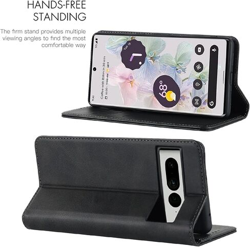 Jaorty Fit for Google Pixel 7 Pro حافظة هاتف مع حامل بطاقة 6.7 بوصة 5G 2022، حافظة Pixel 7 Pro للنساء والرجال مع حزام، وحافظات طويلة حول الجسم مع فتحات لبطاقة الائتمان مع حافظة حامل، أسود in Kuwait