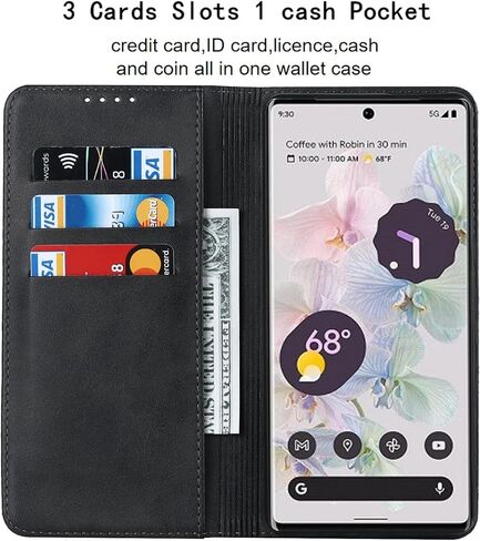 Jaorty Fit for Google Pixel 7 Pro حافظة هاتف مع حامل بطاقة 6.7 بوصة 5G 2022، حافظة Pixel 7 Pro للنساء والرجال مع حزام، وحافظات طويلة حول الجسم مع فتحات لبطاقة الائتمان مع حافظة حامل، أسود in Kuwait