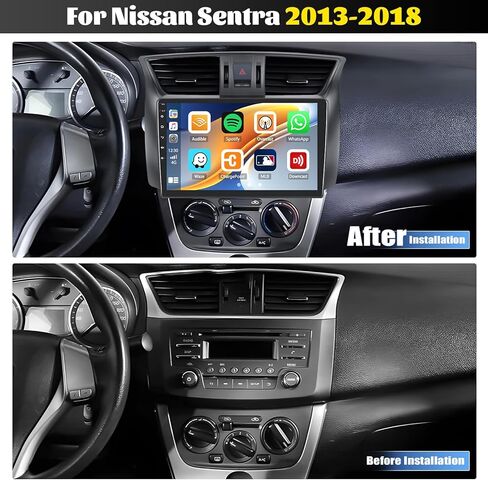 ستيريو سيارة 2G+64G Android 13 لسيارة Nissan Sentra 2013-2018 مع Carplay Android Auto، راديو سيارة بشاشة لمس 10.1 بوصة مع وصلة مرآة WiFi/GPS ملاحة بلوتوث FM/RDS SWC+كاميرا خلفية in Kuwait