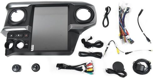 راديو سيارة بشاشة عمودية 12.1 بوصة لسيارة Toyota Tacoma 2016-2023، وحدة رأس مشغل DVD بديلة ستيريو للسيارة تدعم Android Auto Bluetooth Wireless carplay WiFi GPS Navigation (Auto AC) in Kuwait