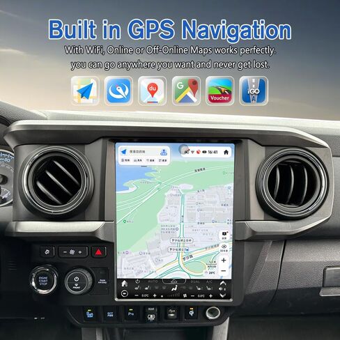 راديو سيارة بشاشة عمودية 12.1 بوصة لسيارة Toyota Tacoma 2016-2023، وحدة رأس مشغل DVD بديلة ستيريو للسيارة تدعم Android Auto Bluetooth Wireless carplay WiFi GPS Navigation (Auto AC) in Kuwait