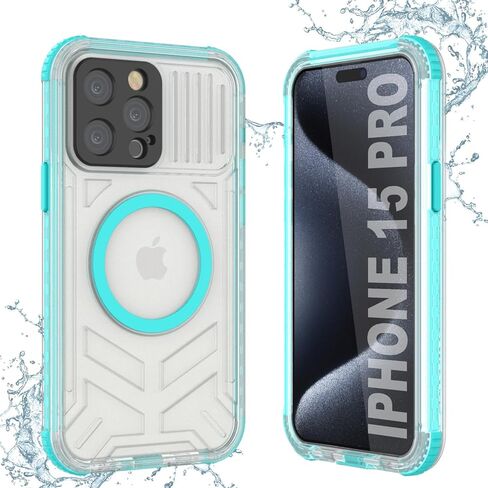 حافظة Punkcase لهاتف iPhone 15 Pro مقاومة للماء [سلسلة Crystal 2.0] غطاء واقٍ معتمد من IP68 مع واقي شاشة [مقاوم للصدمات] حماية نحيفة 360 درجة لهاتف iPhone 15 Pro [أزرق مخضر] in Kuwait