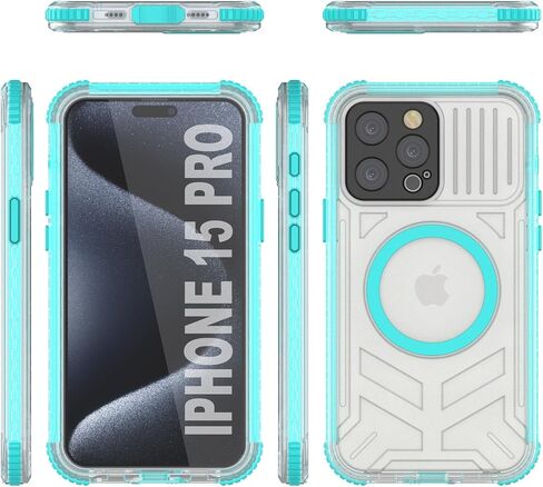 حافظة Punkcase لهاتف iPhone 15 Pro مقاومة للماء [سلسلة Crystal 2.0] غطاء واقٍ معتمد من IP68 مع واقي شاشة [مقاوم للصدمات] حماية نحيفة 360 درجة لهاتف iPhone 15 Pro [أزرق مخضر] in Kuwait