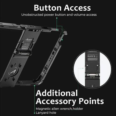 Accsoon Power Cage Pro Ⅱ لجهاز iPad، متوافق مع iPad Pro - 12.9 بوصة (الجيل 3، 4، 5، 6)، محول لوحة بطارية W ACC04 NP-F in Kuwait