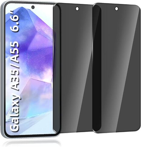 2 Pack Privacy Screen Protector For Samsung Galaxy A35/A55 6.6 Inch Anti-Spy 9H Tempered Glass Film Anti-spy Full Edge Coverage Glass Film Screen Protector For Samsung A35/A55 in Saudi Arabia