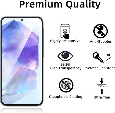 2 Pack Privacy Screen Protector For Samsung Galaxy A35/A55 6.6 Inch Anti-Spy 9H Tempered Glass Film Anti-spy Full Edge Coverage Glass Film Screen Protector For Samsung A35/A55 in Saudi Arabia