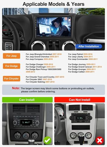ترقية ستيريو راديو السيارة 2G+64G لسيارة Jeep Wrangler JK Compass Grand Cherokee Dodge Ram 1500 مع CarPlay اللاسلكي Android Auto 10 بوصة شاشة تعمل باللمس مع HiFi/GPS/Bluetooth/Android 13/HD كاميرا احتياطية in Saudi Arabia