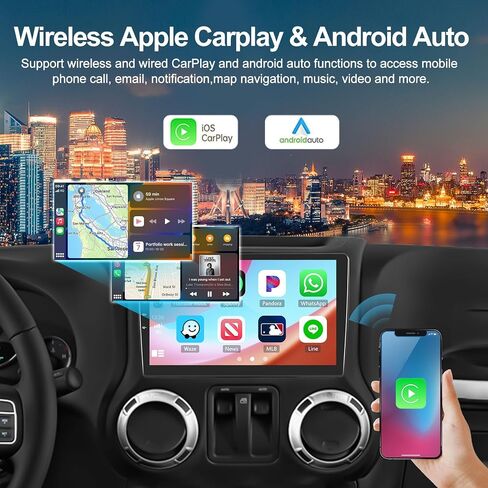 ترقية ستيريو راديو السيارة 2G+64G لسيارة Jeep Wrangler JK Compass Grand Cherokee Dodge Ram 1500 مع CarPlay اللاسلكي Android Auto 10 بوصة شاشة تعمل باللمس مع HiFi/GPS/Bluetooth/Android 13/HD كاميرا احتياطية in Saudi Arabia