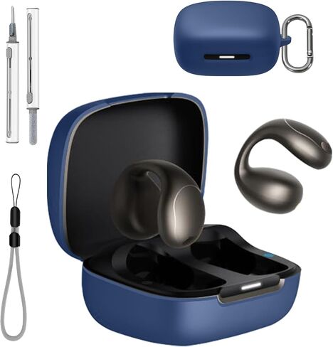 غطاء حافظة Anker Soundcore C40i مع مجموعة منظف، غطاء حماية من السيليكون الناعم مع سلسلة مفاتيح وحبل قصير، حافظة حماية كاملة للرجال والنساء - أزرق in Kuwait