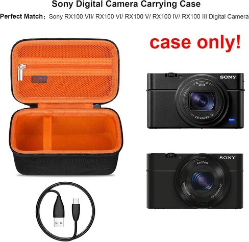 حقيبة حمل كاميرا Elonbo لكاميرا Sony RX100 VII/ RX100 VI/ RX100 V/ RX100 IV/ RX100 III كاميرا رقمية مدمجة، حقيبة سفر لكاميرا تسجيل الفيديو، حامل تخزين كاميرا بث الفيديو. أسود in Kuwait