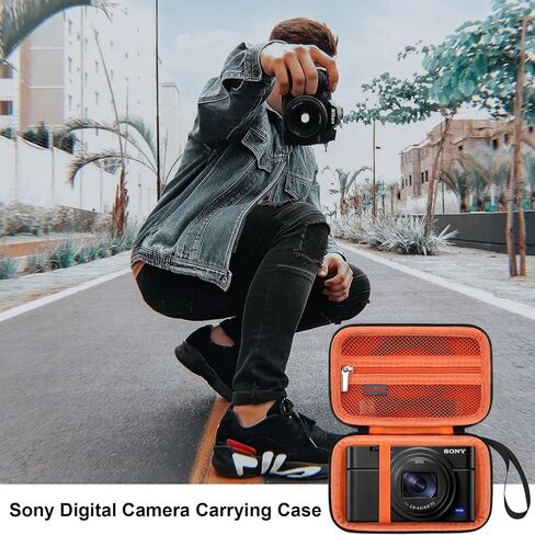 حقيبة حمل كاميرا Elonbo لكاميرا Sony RX100 VII/ RX100 VI/ RX100 V/ RX100 IV/ RX100 III كاميرا رقمية مدمجة، حقيبة سفر لكاميرا تسجيل الفيديو، حامل تخزين كاميرا بث الفيديو. أسود in Kuwait