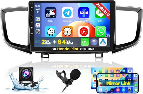 Roinvou 2+64G Android CarPlay Stereo for Honda Pilot 2016-2023، CarPlay لاسلكي مدمج مع Android Auto، شاشة لمس 10.1 بوصة في لوحة القيادة GPS ودعم مرآة Link BT RDS AHD WiFi DSP in Kuwait