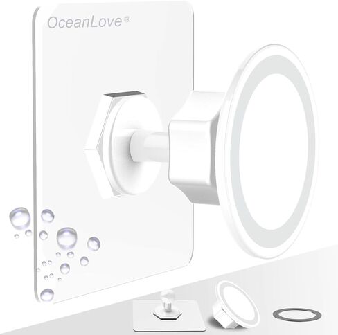 OCEANLOVE for MagSafe Wall Mount Magnetic Phone Holder, Self-Adhesive, Rotatable Ball, Waterproof, Compatible with iPhone 16/15/14/13/12 and All Phones, Shower Mirror Car Gym Bathroom Kitchen (Black) in Kuwait