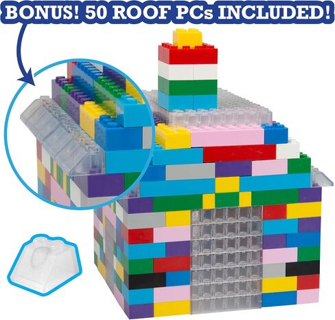 SCS Direct Building Block Friends Pastel Bricks- 1000 Pcs Bulk Set-10 Colors with 27 Roof Pieces - Compatible & Tight Fit with All Major Brands- Great for Activity Tables, Creativity & School Projects in Saudi Arabia