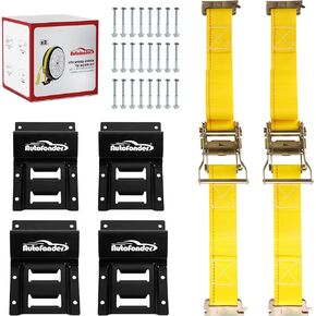 Wheel Chock Tie Down Kit (1,986lb Break Strength) Heavy Duty Trailer Tire Straps System for ATV, UTV, Lawn Mower & More - Ratchet Tie Downs Accessories with E Track for Four Wheeler