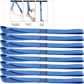 XSTRAP STANDARD Soft Loop Tie-Down Straps 8PK 1-1/16 x 18 inches - 3600LB Breaking Strength, Loops for Securing Trailering of Bikes, ATV, UTV, Motorcycles, Scooters, Dirt Bikes, Lawn Equipment, Black
