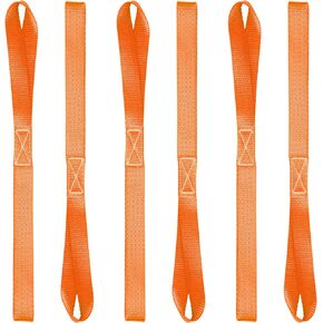 Cartman 6 Pack 1"x18" Soft Loop Motorcycle Tie Down Straps 3600lbs Load Capacity Tie-Down Loops for Secure Trailering of Bikes, ATV, Lawn Equipment, Orange