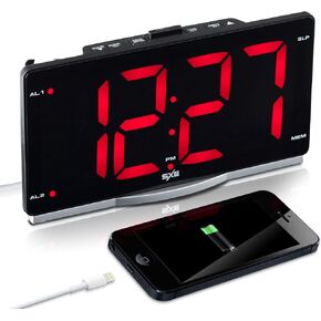 9" LED Digital Alarm Clock Radio-Large Numbers-Easy to Read-Dual Alarms-2 USB Charging Ports for Bedroom, Home Office