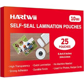 25 Pack Self-Sealing Laminating Pouches 4x6 Inch,10 Mil Self Adhesive Lamination Pouches,Waterproof Photo No Heat Laminating Sheets No Laminator Machine Need