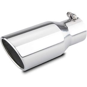 LCGP Exhaust Tip 3.5" Inlet 5" Outlet 12" Long, Bolt On Design, Stainless Steel, Black Powder Coated, Rolled Angle Cut, Tailpipe Tip