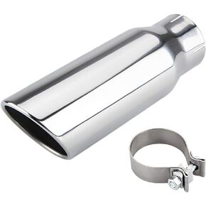 LCGP 3" Inlet Black Exhaust Tip,3" x 4" x 12" Universal Bolt On Stainless Steel Diesel Exhaust Tailpipe Tip