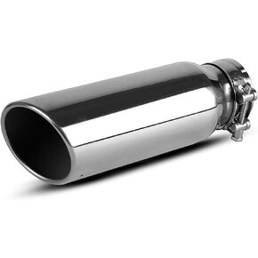 AUTOSAVER88 3 Inch Exhaust Tip, 3" Inlet 4" Outlet 12" Overall Length Chrome Polished Stainless Steel Exhaust Tail Tip for 3" Outer Diameter Tailpipe, Rolled Angle Cut, Bolt/Clamp On, Burnt Blue