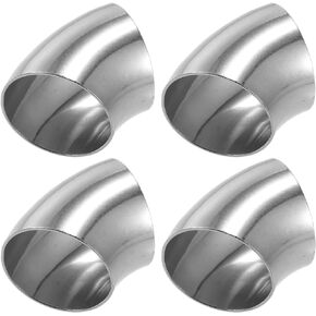 X AUTOHAUX 4 Pcs OD 2 Inch 45 Degree SS304 Stainless Steel Bend Tube Exhaust Elbow Pipe for Car Modified Exhaust System 2" Piping Silver Tone