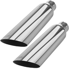 Upower 2 PCS 2.5" to 4" Exhaust Tips 18" Long Stainless Steel Weld-On Exhaust Tail Pipe