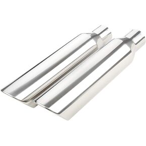 LCGP 2.5 Inch Inlet Exhaust Tip,2.5" Inlet x 4" Outlet x 18" Overall Length Weld On Universal Stainless Steel Polished Diesel Exhaust Tailpipe Tip 2 Pcs