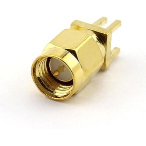 5-Pack SMA Male RF Coaxial Adapter 4 Pins Edge Square Stand Connector PCB Panel Edge Mount Plug Jack Connector