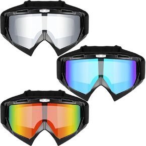 3 Pieces Motorcycle Goggles Windproof ATV Goggles Dirt Bike Road Motocross Goggle with Soft Thick Foam Anti-Scratch Dustproof Adjustable Riding Protective Tactical Military Goggles for Men Women