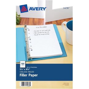 Avery Mini Filler Paper, 5.5 x 8.5 Inches, 200 Sheets (14230)