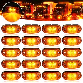 PSDRIQQ LED مجموعة مصابيح المقطورة الأمامية والخلفية ومؤشرات إزالة علامات الضوء، 10 عبوات كهرمان + 10 عبوات حمراء DC12-24V 2.5 بوصة مقاومة للماء عالمية لشاحنة RV Camper Truck Van Caravan Boat