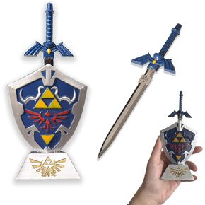 Blue Master Mini Sword Letter Opener with Volcano Shaped Base, PVC Material,for Table Decorations,Gifts