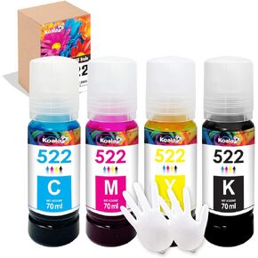 Koala Compatible Refilled Ink Bottle Replacement for 522 T522 Compatible with ET-2720 ET-4700 Printer Black, Cyan, Magenta, Yellow,4 Pack (NOT for Sublimation)